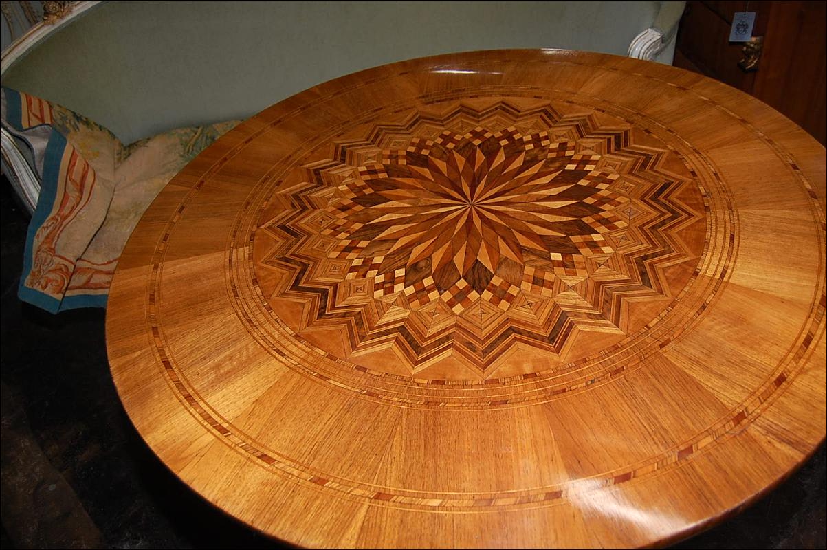 Northern Italian Inlaid Pedestal Table