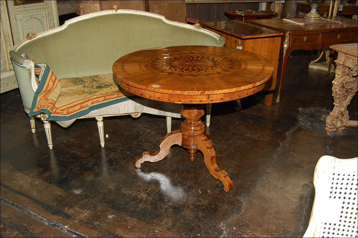 Northern Italian Inlaid Pedestal Table
