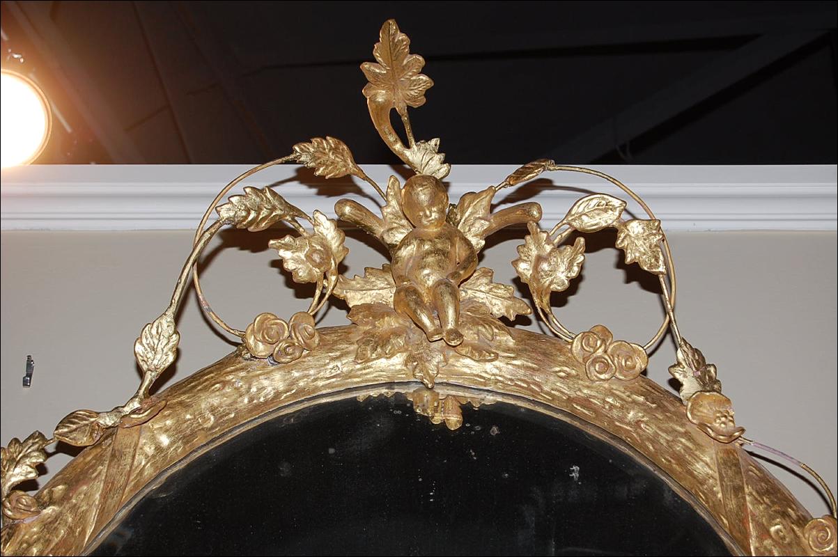 French Oval Cherub Mirror