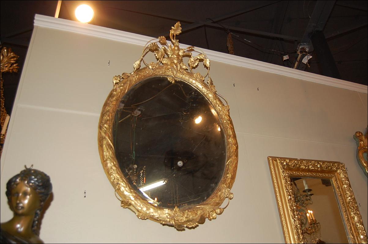 French Oval Cherub Mirror