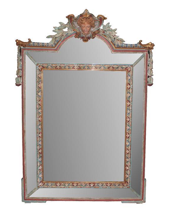 Italian Carved & Painted Mirror