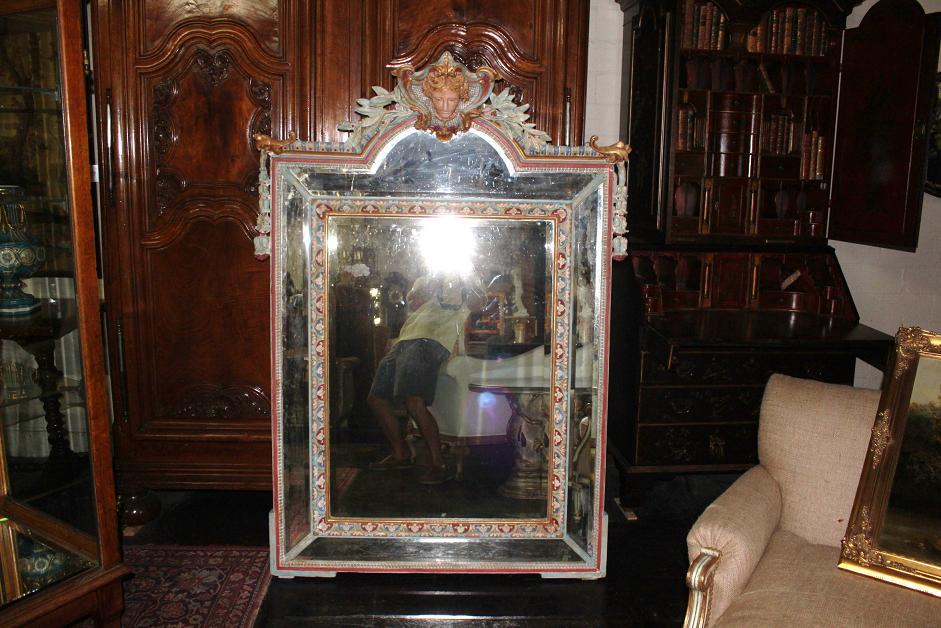 Italian Carved & Painted Mirror