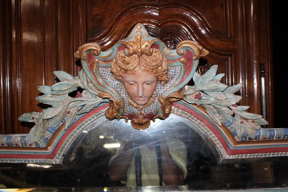 Italian Carved & Painted Mirror