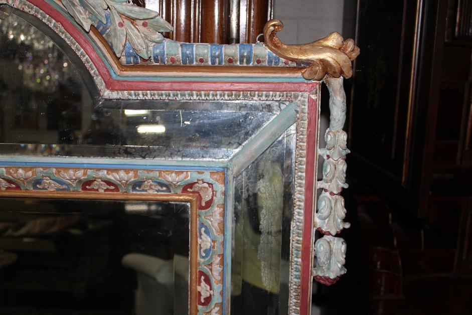 Italian Carved & Painted Mirror