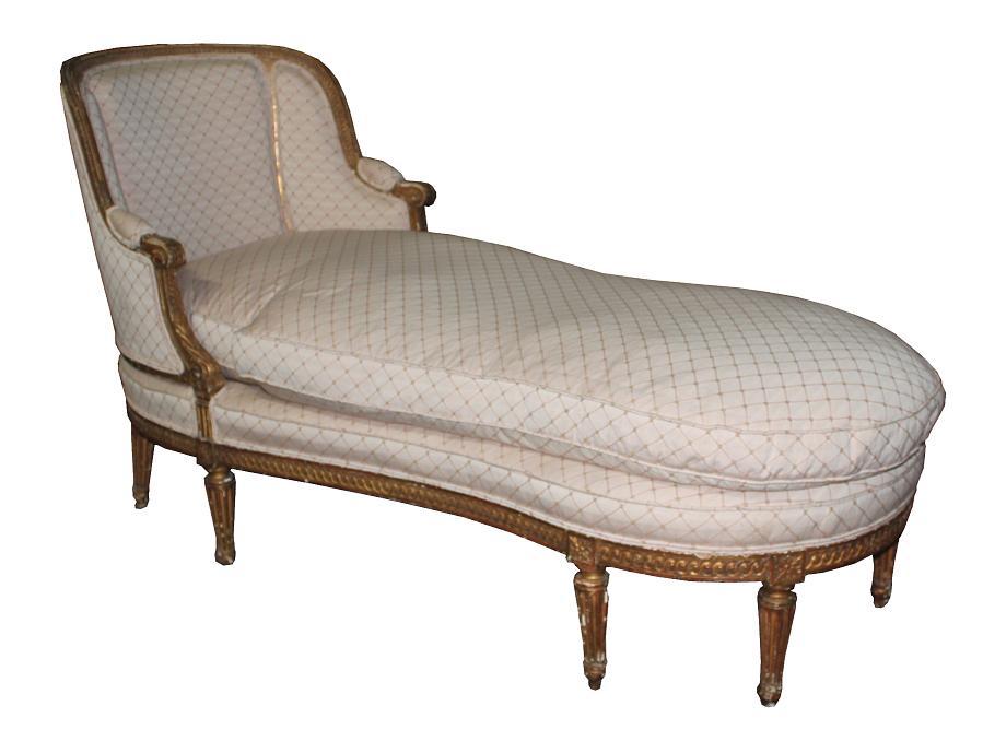 French Giltwood Chaise Lounge