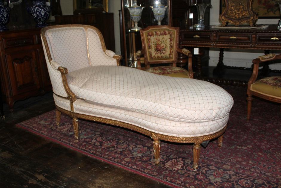 French Giltwood Chaise Lounge