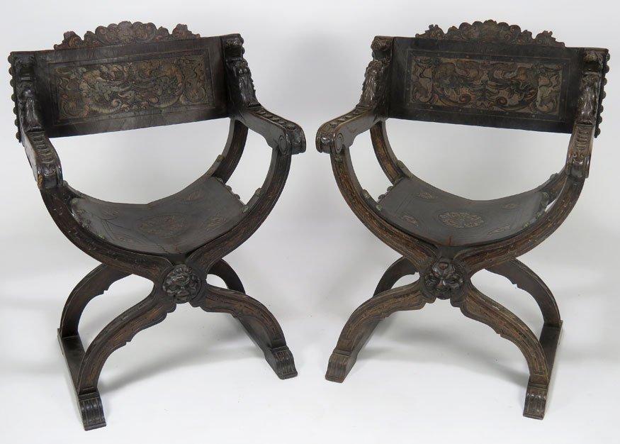 Pair Italian Savonarola Chairs