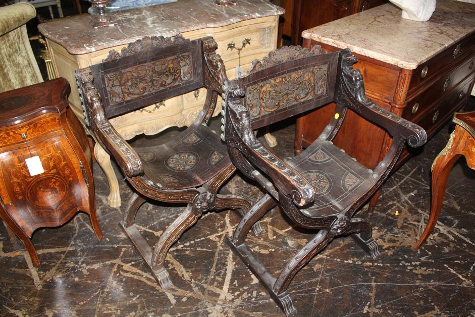 Pair Italian Savonarola Chairs