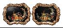 Pair Continental Hand Painted Tole Trays