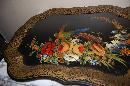 Pair Continental Hand Painted Tole Trays