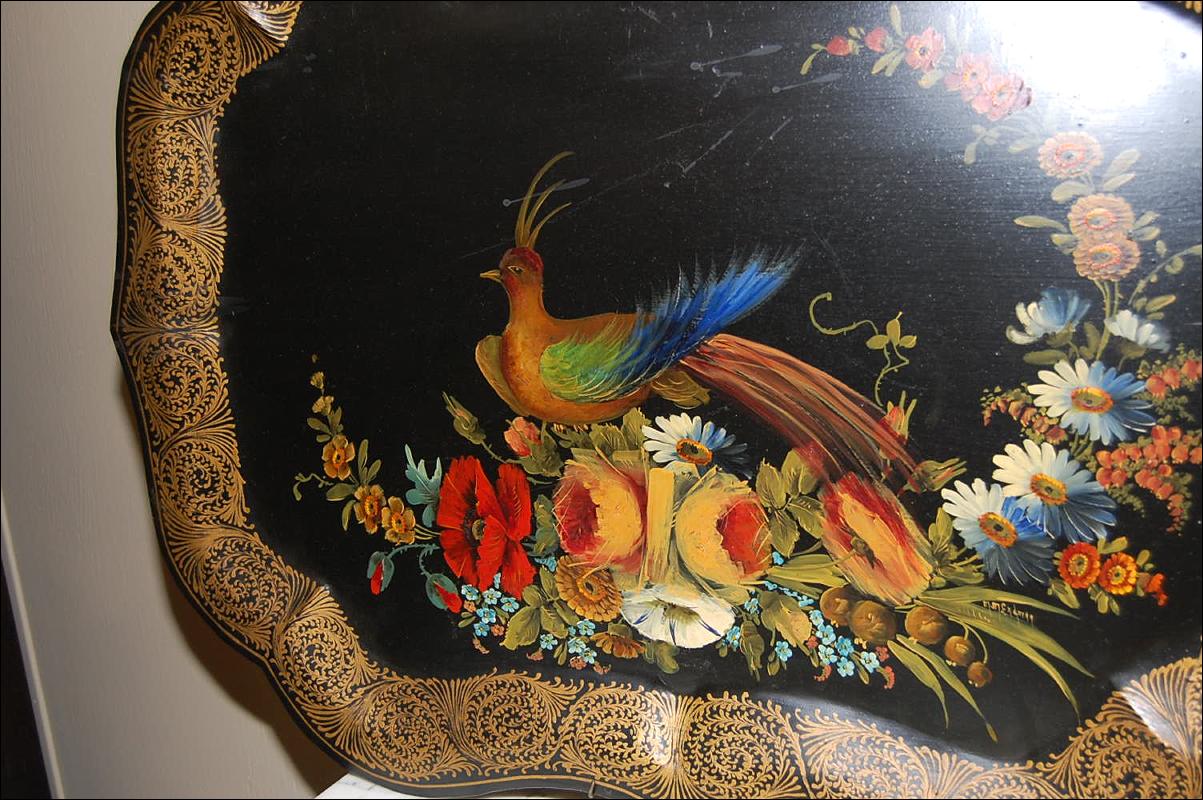 Pair Continental Hand Painted Tole Trays