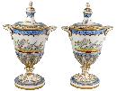 Pair French Porcelain Covered Urns