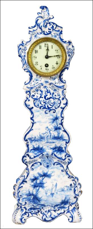 19th Century Miniature Delft Clock