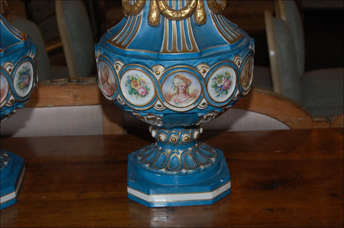 Large Pair Sevres Style Urns