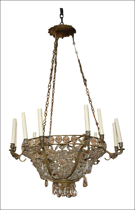 French Crystal Basket Chandelier