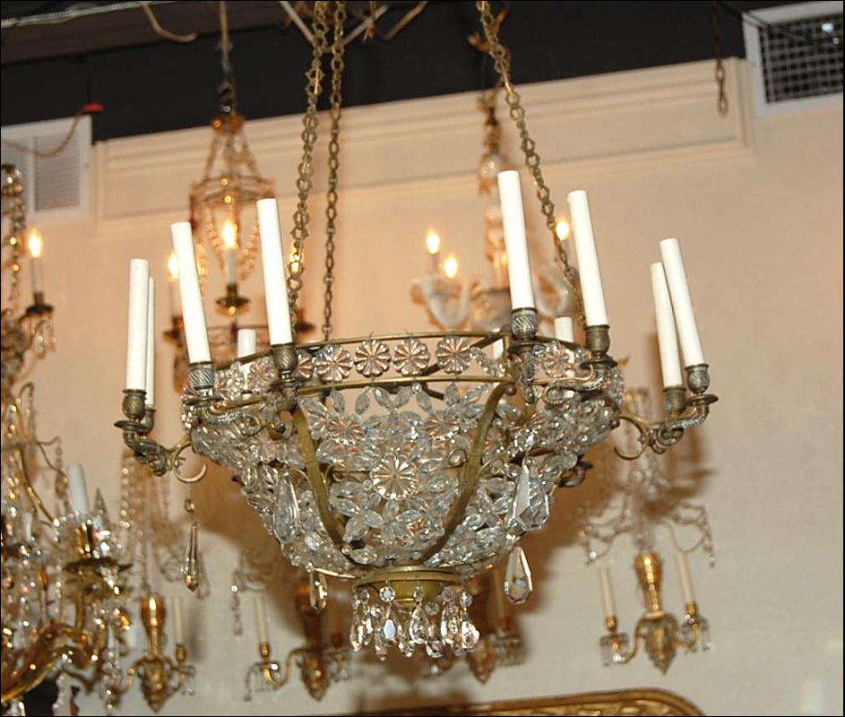 French Crystal Basket Chandelier