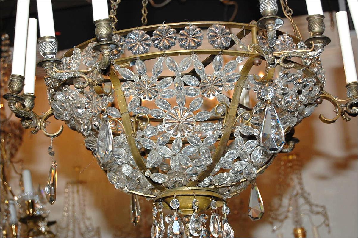 French Crystal Basket Chandelier