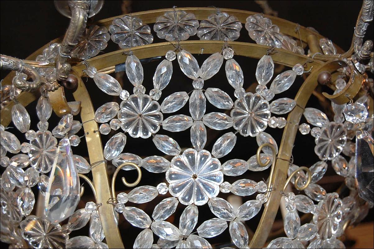 French Crystal Basket Chandelier