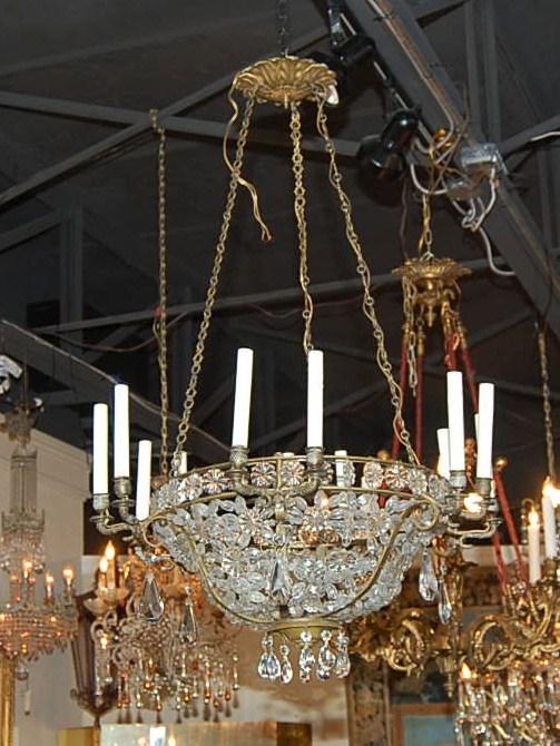 French Crystal Basket Chandelier