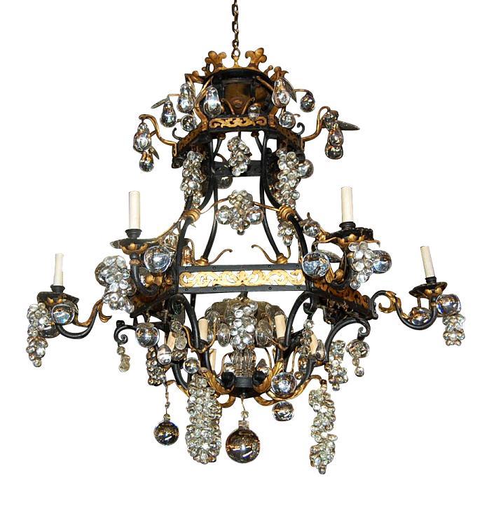 Continental Iron & Crystal Chandelier