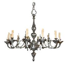 Continental Silvered Bronze Chandelier