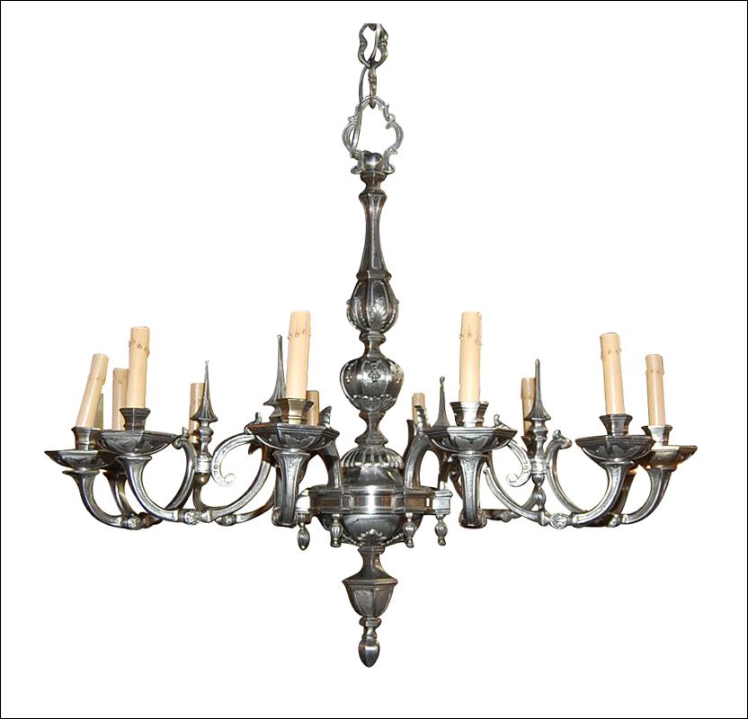 Continental Silvered Bronze Chandelier