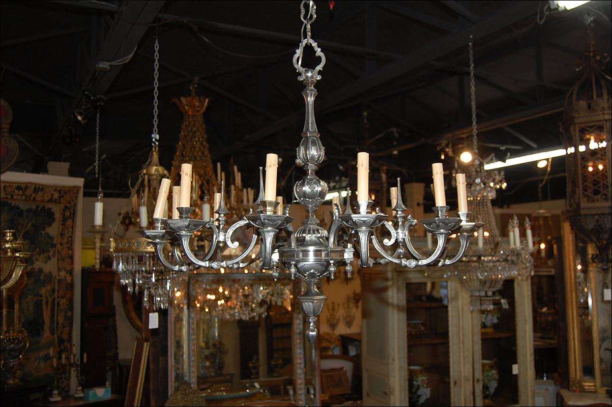 Continental Silvered Bronze Chandelier