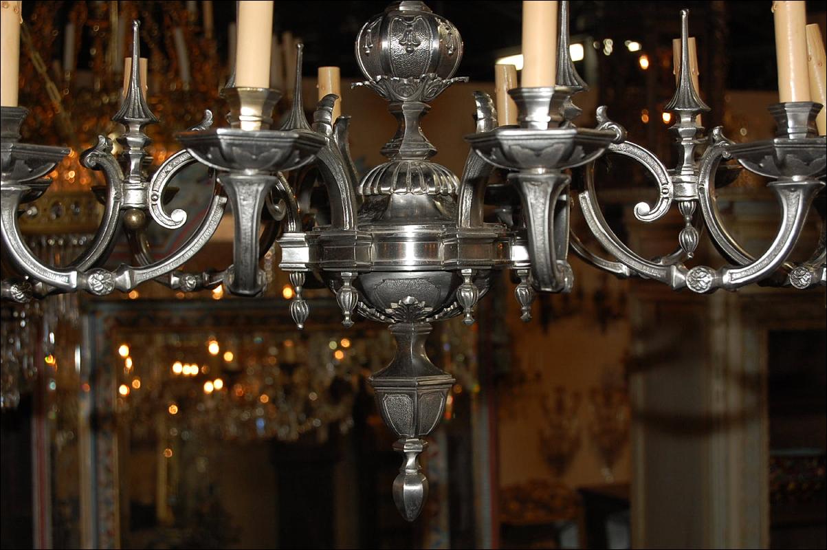 Continental Silvered Bronze Chandelier
