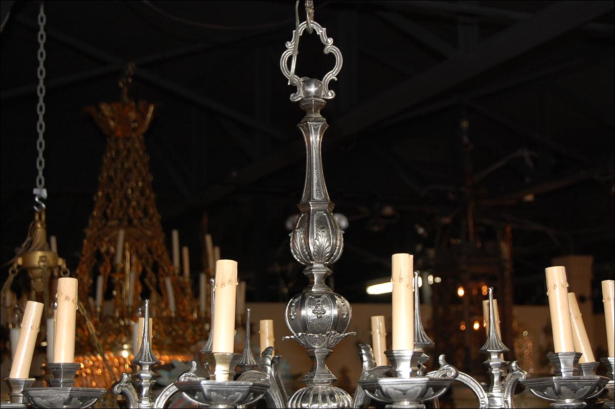 Continental Silvered Bronze Chandelier