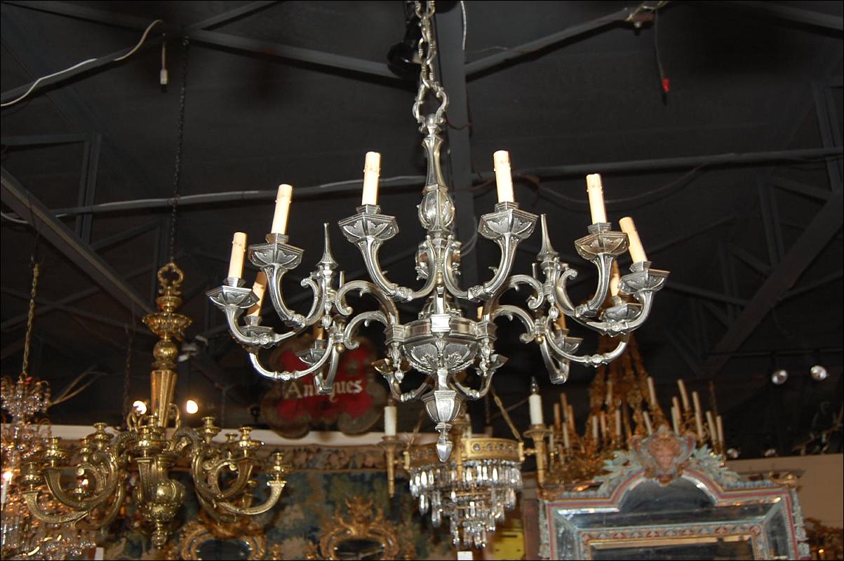 Continental Silvered Bronze Chandelier