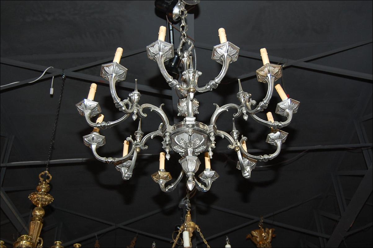 Continental Silvered Bronze Chandelier