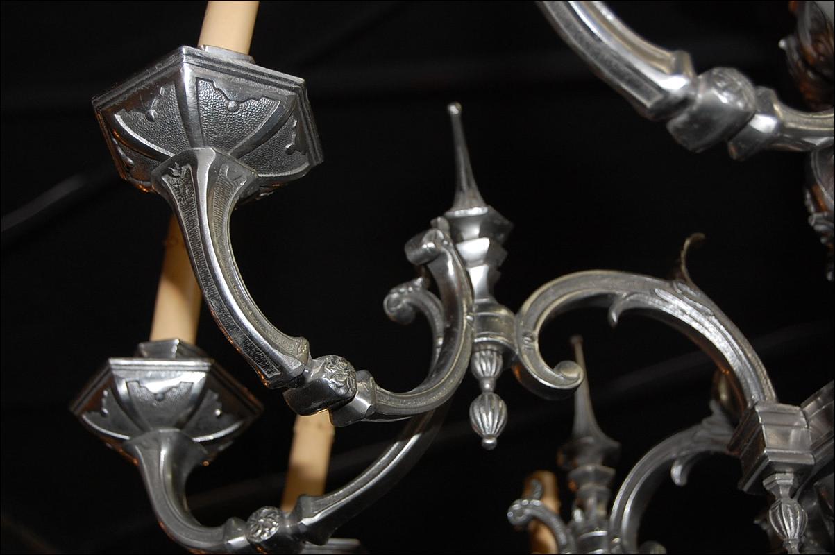 Continental Silvered Bronze Chandelier