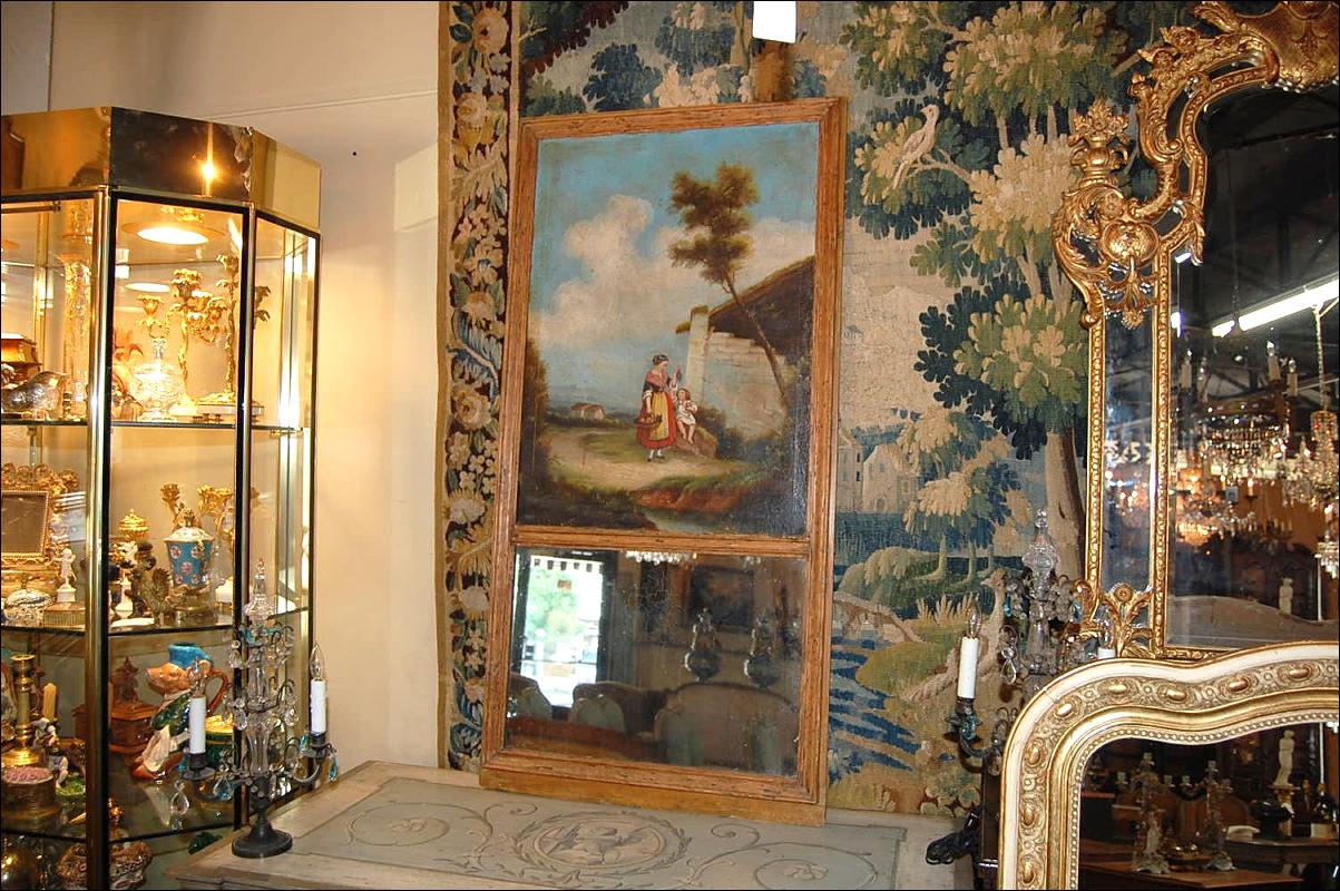 Antique French Trumeau Mirror
