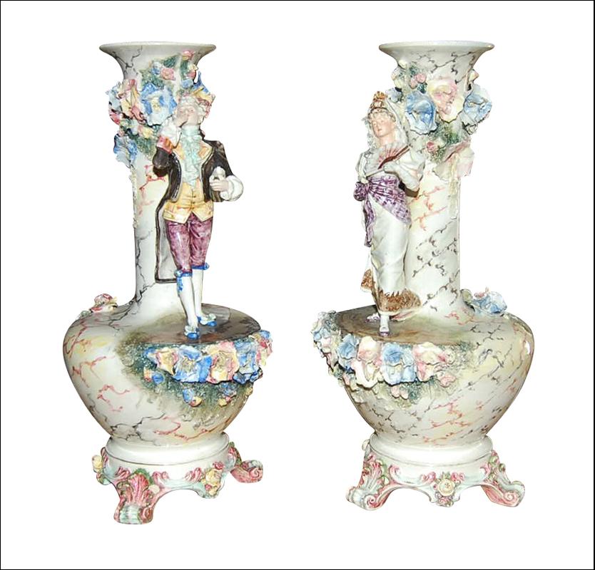 Pair French Majolica Vases