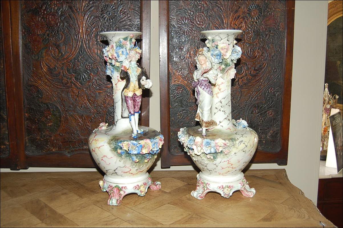 Pair French Majolica Vases