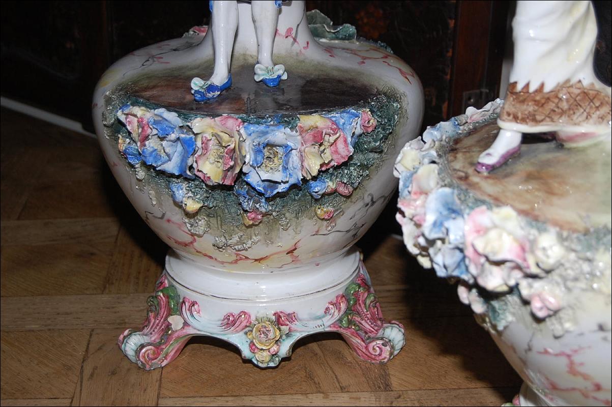 Pair French Majolica Vases