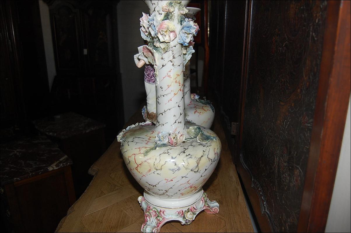 Pair French Majolica Vases