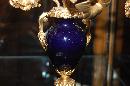 Pair French Dore Bronze & Cobalt Candelabra