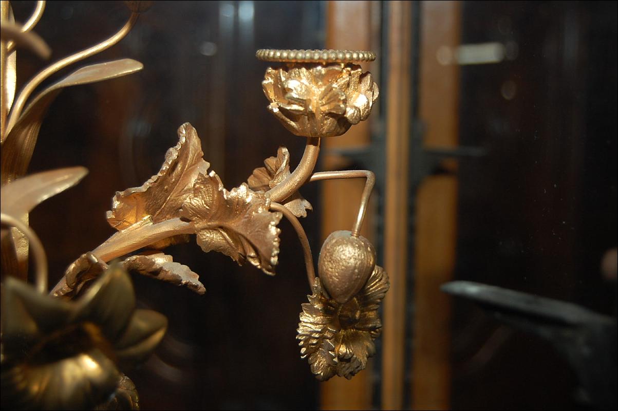 Pair French Dore Bronze & Cobalt Candelabra