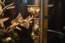 Pair French Dore Bronze & Cobalt Candelabra