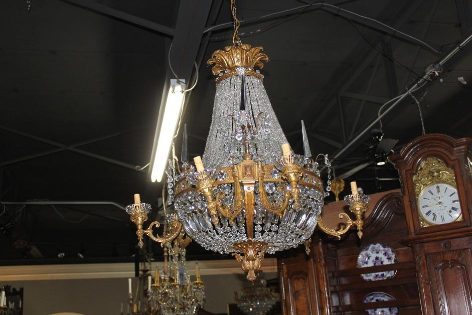 Continental Bronze & Crystal Chandelier