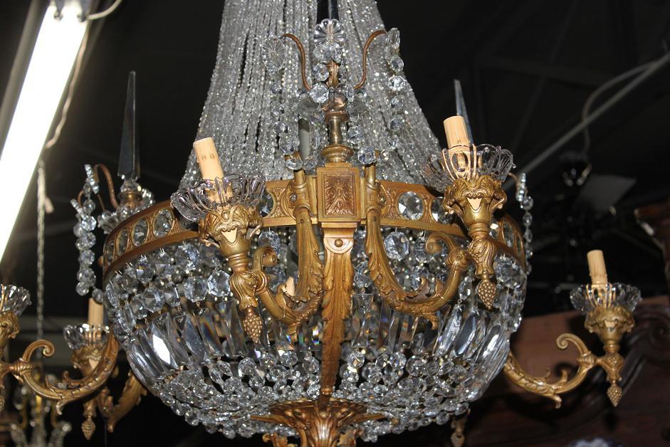 Continental Bronze & Crystal Chandelier