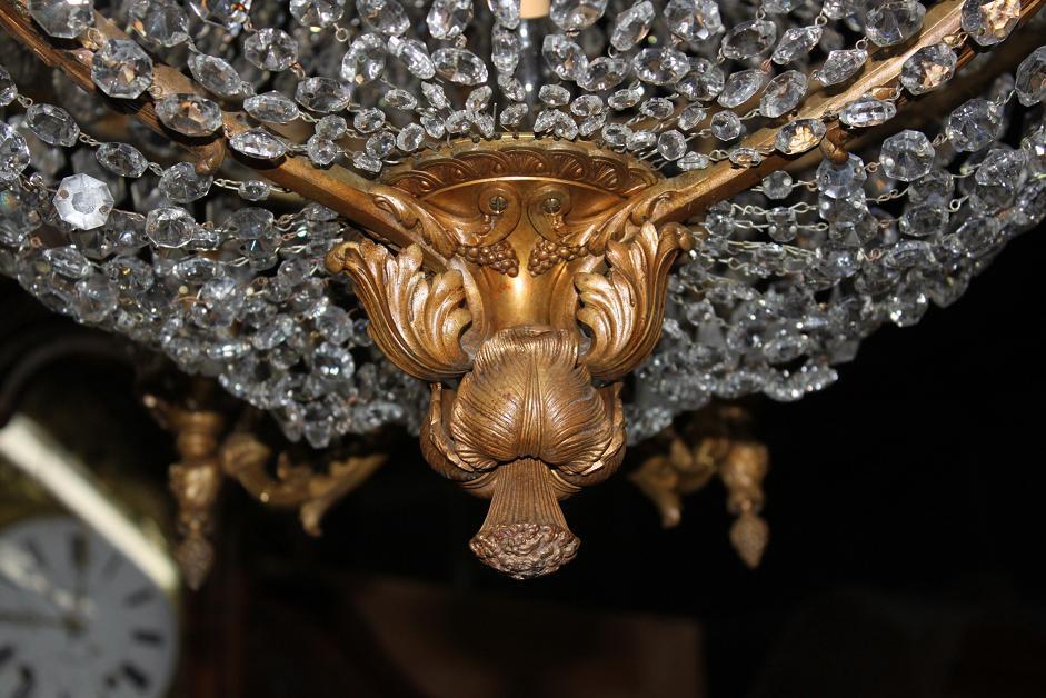 Continental Bronze & Crystal Chandelier