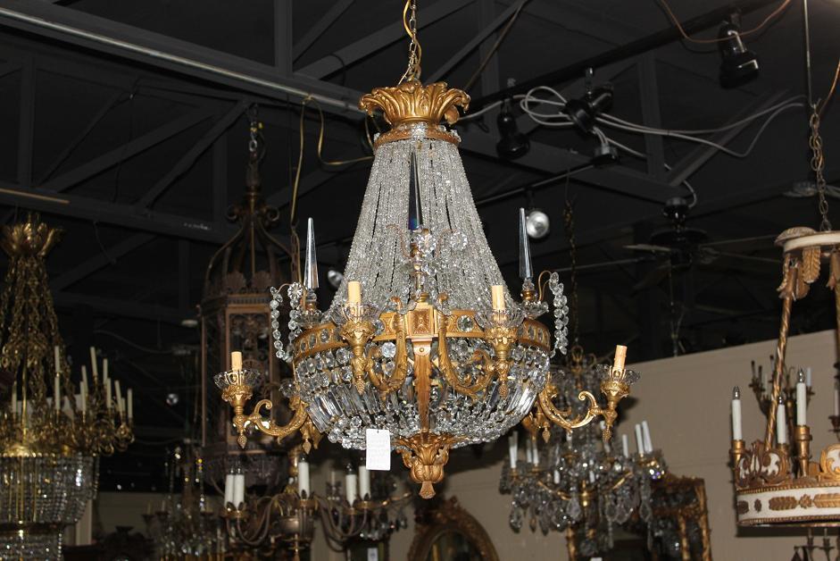 Continental Bronze & Crystal Chandelier