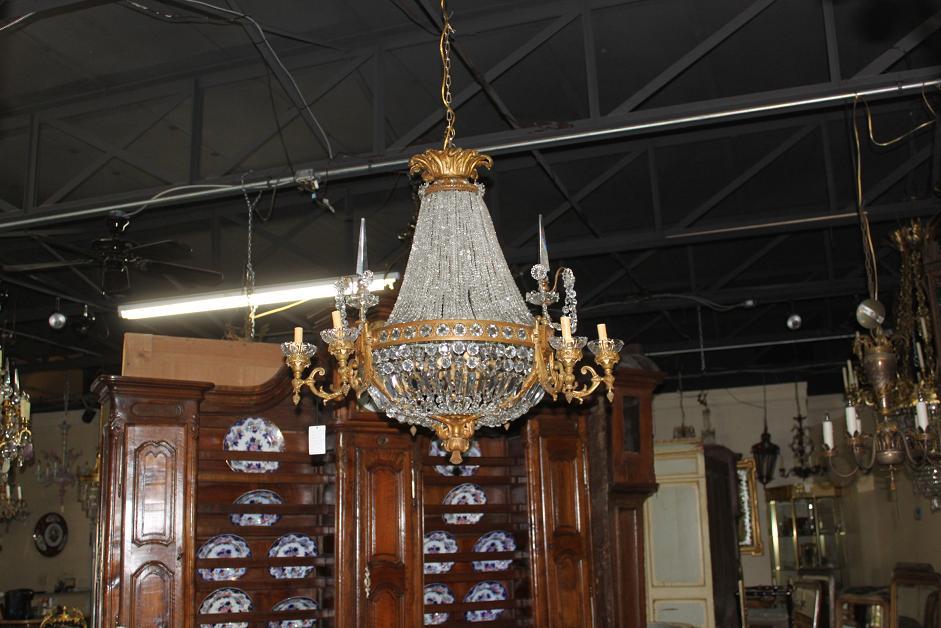 Continental Bronze & Crystal Chandelier