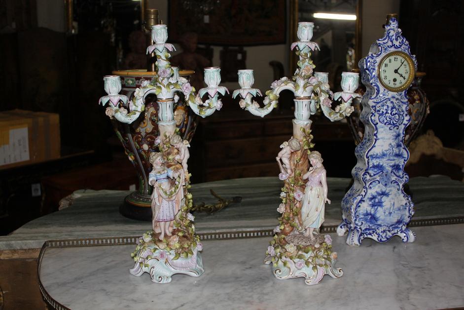 Pair of Sitzendorf German Porcelain Candelabra