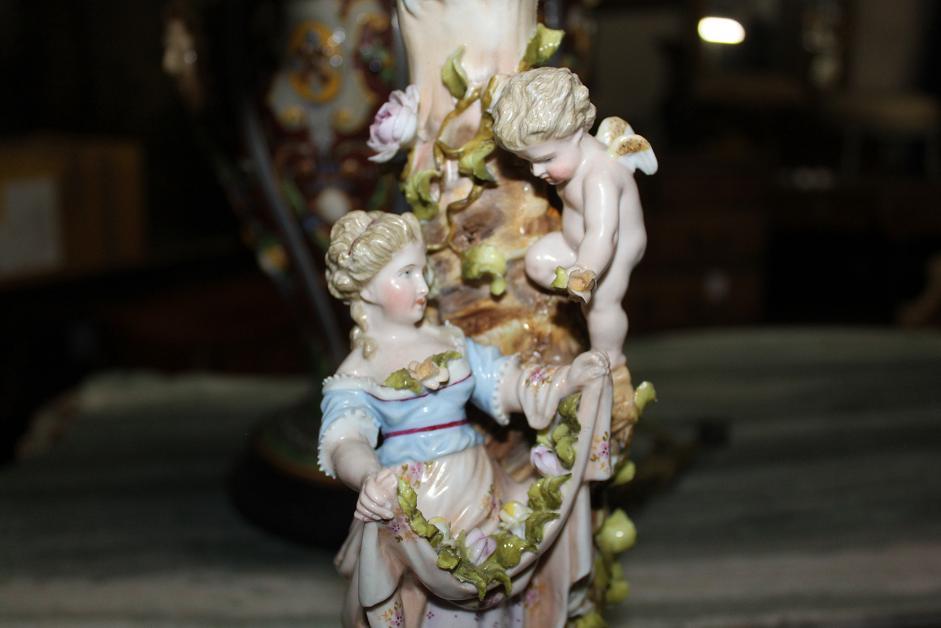 Pair of Sitzendorf German Porcelain Candelabra