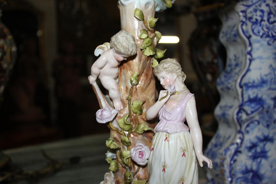 Pair of Sitzendorf German Porcelain Candelabra