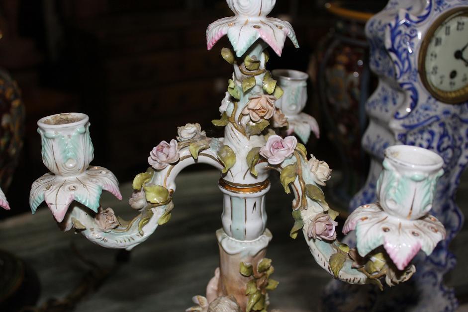 Pair of Sitzendorf German Porcelain Candelabra