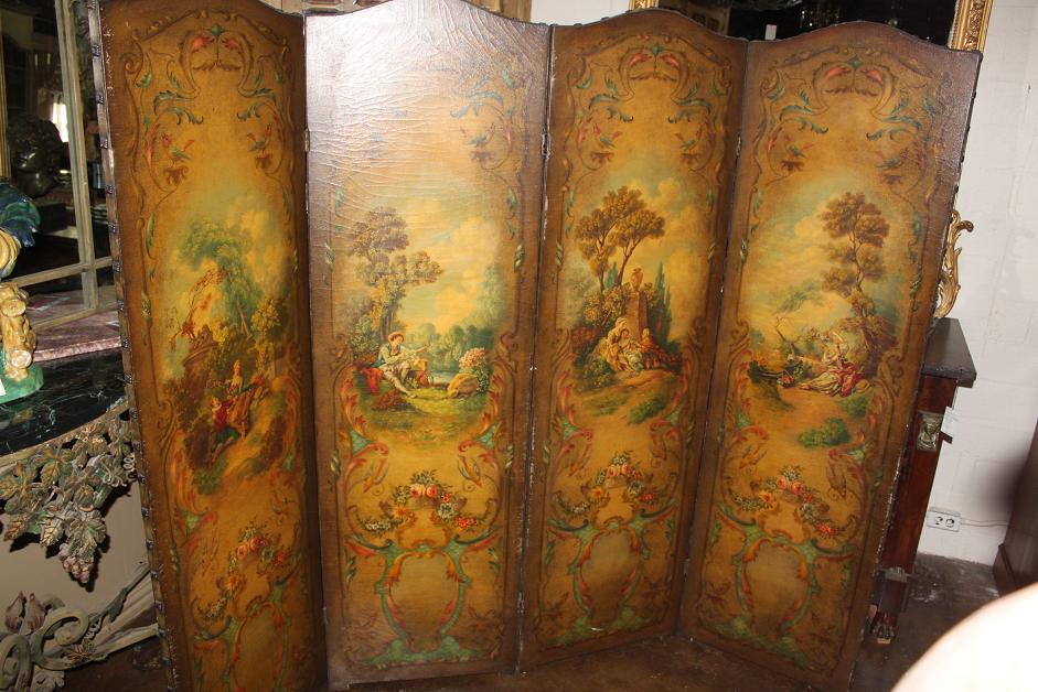 Antique French Painted Screen